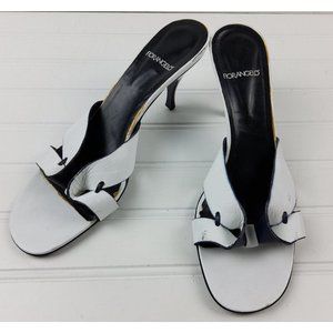 Fiorangelo Women's Slip On Leather Heels White Black Size 39